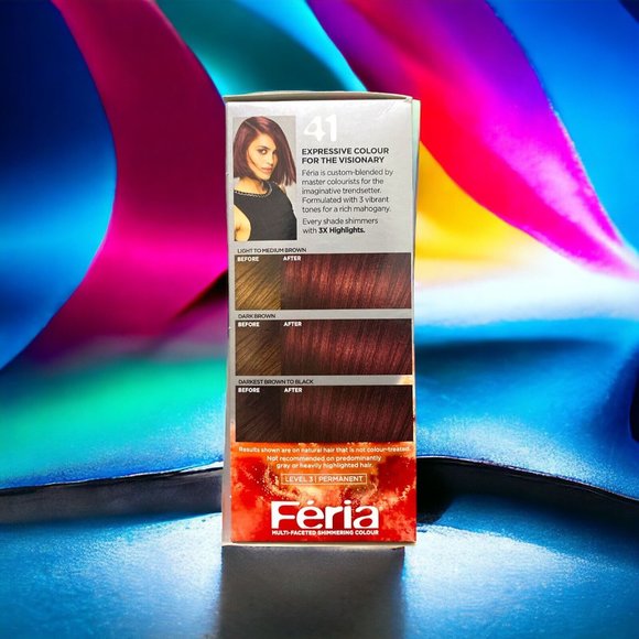 L'Oreal Paris Feria 41 Rich Mahogany Multi-Faceted Shimmering Hair Color 2pk - Picture 5 of 6